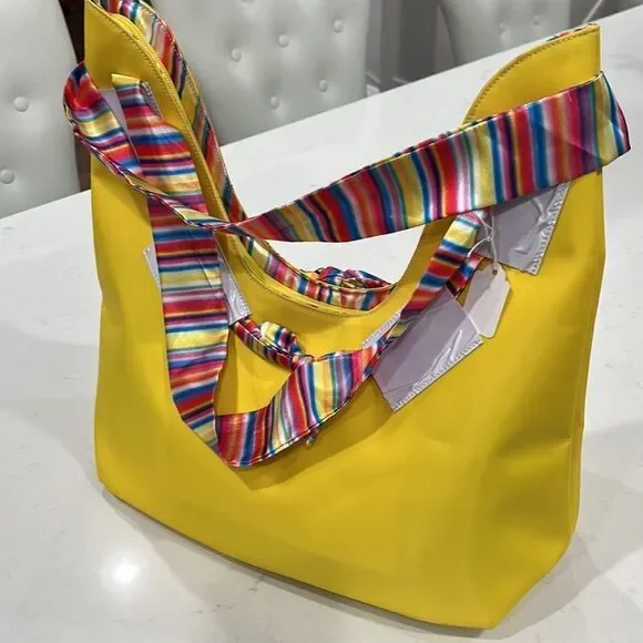 NWT Novelty Yellow Bag with colorful scarf detail New - Picture 2 of 7